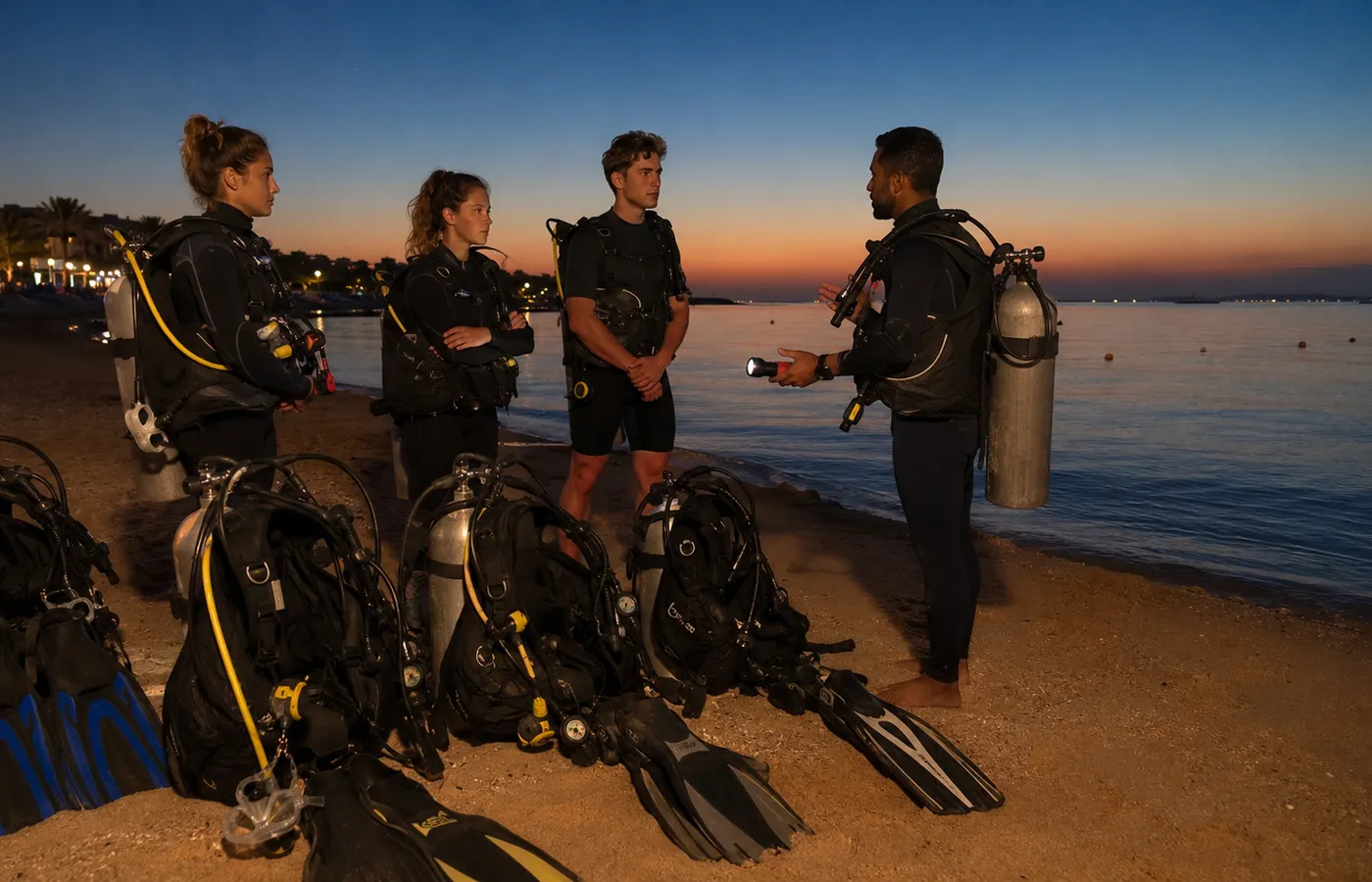 Coral reef night dive