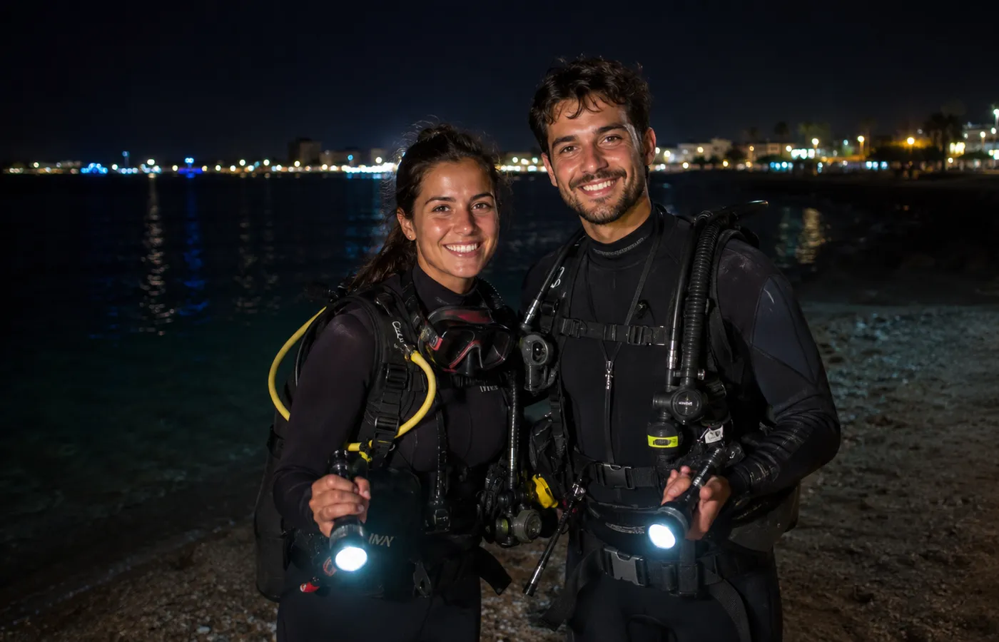 Coral reef night dive