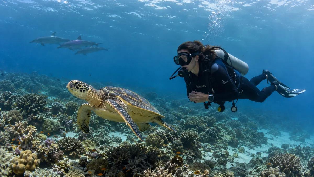 Nahe Begegnung mit einer Suppenschildkröte in Hurghada